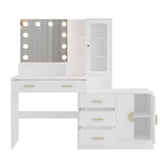 Large Makeup Vanity with Lights, Vanity Table with Charging Station, Vanity Desk with Mirror and 10 73638677