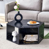 Hexagonal MDF coffee table, characteristic pattern stickers, multi-hole design to give more storage W1151P200318