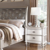 ZNTS Classic Bedroom Elegant Nightstand Beige / White Finish or Antique Silver 2-Drawers Bed Side Table B01148019