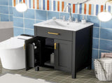 24"Bathroom Vanity Combo with Ceramic sink, Luxurious Space-Saving Vanity - W24"*D18"*H34"inch, 2 N729P183716B