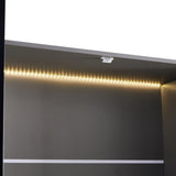 60.6'' Tall Display Cabinet with Tempered Glass Door, LED Lighting, Two Drawers, Modern Style N845P261799E