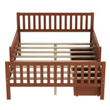 Full Size Wood Platform Bed with Guardrails on Both Sides and Two Storage Drawers, Walnut N733P172700D