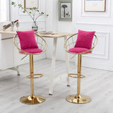 Rose Red velvet bar chair, pure gold plated, unique design,360 degree rotation.adjustable W117094402