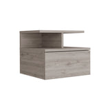 Floating Nightstand 12"H, Wall Mounted with Single Drawer and 2-Tier Shelf, Light Gray B097133174