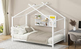 Twin Size Metal House Platform Bed, White MF322835AAK