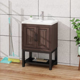 24" Bathroom Vanity White Ceramic Sink & Hot and Cold Faucet , Freestanding Bathroom Cabinet W688P224404