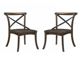 Set of 2 "X" Metal Back Side Chairs, Dark Oak and Black B016P314477