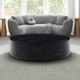 ZNTS 35.43'' Black Marble Round Coffee Table,Simple Modern Center Cocktail Table for Living Room W876P154757