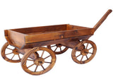 Wood Wagon Flower Planter Pot Stand W/Wheels Home Garden Outdoor Decor W465P180333
