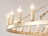 63.8 INCH 36-Light Extra Large Wagon Wheel Chandelier, Gold Farmhouse Round Wheel Chandelier Light W5008P543830