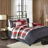 7 Piece Herringbone Comforter Set Red Cal King B03597007