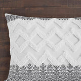 3 Piece Cotton Comforter Set with Chenille Tufting Gray King/Cal King B03596427