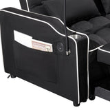 1 multifunctional foldable sofa bed in 3 different lengths, modern sofa, upgraded suede fabric, W1910P268394