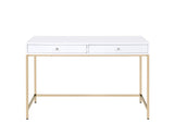 Ottey White High Gloss & Gold Finish Vanity Desk B2726P315732