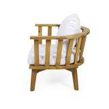 Outdoor Acacia Wood Patio Club Chair, Wooden Patio Furniture,Waterproof Thick Cushion Deep Seating 64851.00WHI