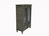 Farmhouse Storage Cabinet, Distressed Wood Kitchen Pantry Cabinet with 2 Glass Doors & 2 Drawers, W2295P475273