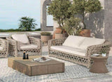 Everly 63.5" Woven Frame Barrel Deep Seating Patio Loveseat Sofa, Oat Beige Axroma Olefin B2719P245983