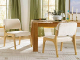 Mid-Century Modern Dining Chair with Solid Rubber Wood Frame & Upholstered Back, N768P489282N