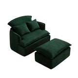 Convertible Compressed Sofa Chair with Ottoman, Modern Corduroy Fabric Armchair for Small Spaces, 37809310