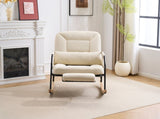 Corduroy Nursery Rocking Chair w/ Pull-out Footrest, 100&deg-160&deg Adjustable Backrest, Oversized 54625236