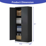 71"H Metal Garage Storage Cabinet, Black Tool Steel Locking Cabinet with Doors and 3 Shelves, Tall 81017127