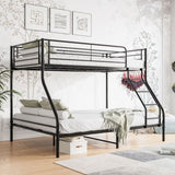 Heavy Duty Twin-Over-Full Metal Bunk Bed, Easy Assembly with Enhanced Upper-Level Guardrail, Black W84056876