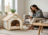 Modern Indoor Wooden Dog House with EVA Cushion Solid Cedar Pet House for Small Dogs & Cats W3799P381058