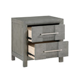 Modern Style 2-Drawer Night stand with Silver Coated metal Handles made with wood in Gray Color B009139191