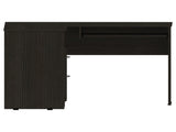 L-Shaped Desk, Keyboard Tray, Two Drawers, One Open Shelf, Black B097133035
