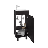 Bethel Wide One-Door Cabinet, Free Standing Vanity With Resin Sink And Two Shelves, Bathroom B200P335377