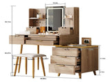 7-Drawer Vanity Desk with LED Mirror & Carved Details, Fluted Makeup Table with Metal Legs and PU 44048891