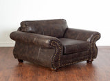 Leinster Faux Leather Upholstered Nailhead Chair and Ottoman 2 pieces set T2574P196591
