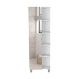 Urano Mirror Linen Cabinet, Four Interior Shelves, Five External Shelves -White B20091993