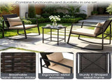 3-Piece Outdoor Wicker Rocking Chair Set, Patio Conversation Furniture with Tempered Glass Side 98968869