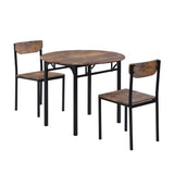 TOPMAX Modern 3-Piece Round Dining Table Set with Drop Leaf and 2 Chairs for Small Places,Black WF290234AAB