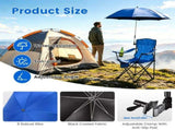 Folding Camping Chair with Detachable 8-Rib Sun Umbrella, 42.13 Inch Canopy Aluminum Alloy Portable 79339247