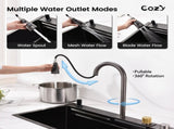 Waterfall Kitchen Sink, Stainless Steel Single Bowl in Black, Multifunctional Workstation with 33860587