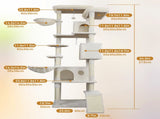 84 in Beige cat tree tower with large condo sisal scratching post big hammock and top platform W243P382891