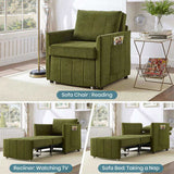 Upholstered Convertible Sleeper Sofa, 31.5" Pull Out Sofa Bed with 5-Position Adjustable Backrest, N719P272689F