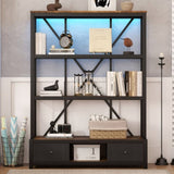 3-Shelf Metal with Drawers for Home Office, Open, Vintage Industrial Style W1580P251089