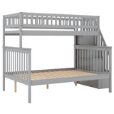 Twin over Full Stairway Bunk Bed with Storage, Gray 08886606