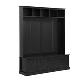 ON-TREND Elegant Wide Hall Tree with 5 Hooks, Versatile Entryway Lift Top Storage Bench with 2 N721P234409B