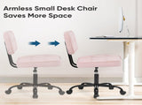 Armless Office Chair Adjustable PU Leather Desk Chair with Wheels Padded Low-Back Swivel Vanity 93304772
