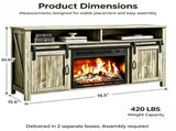 Washed Gray Finish Fireplace TV Stand, 58.07"15.35"29.92", Embossed Particle Board with Melamine 70891810
