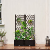 Wicker Trellis Planter, Outdoor Raised Garden Bed with Drainage Holes, Free-Standing Trellis Planter 49413812