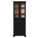 67.57" Tall Bathroom Storage Cabinet with Tempered Glass Doors, Adjustable Shelves & Drawer Modern N729P310006B