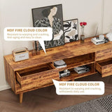 63 Inch TV Stand Features Vintage-style and Bevel Design, TV Stand with Drawers, Entertainment W578P193297
