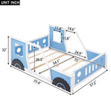 Full Size Classic Car-Shaped Platform Bed with Wheels,Blue WF306743AAC
