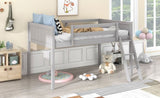 ZNTS Twin Size Wood Low Loft Bed with Ladder, ladder can be placed on the left or right, Gray WF313084AAE