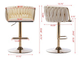 Set of 2 Bar Stools,with Chrome Footrest and Base Swivel Height Adjustable Mechanical Lifting Velvet W124956157